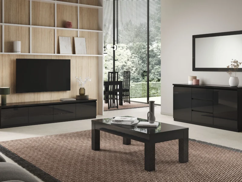 Wohnzimmer „Mara“ I (1 TV-Möbel, 1 Kommode, 1 Spiegel  + 1 Couchtisch)